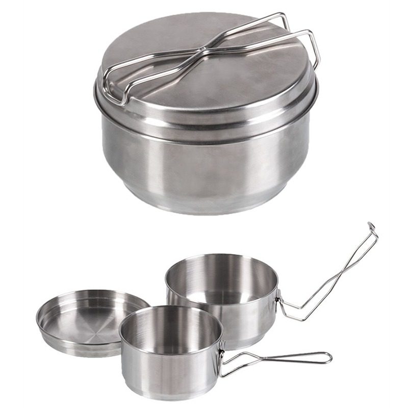Mil-Tec 3-delige outdoor pannenset RVS